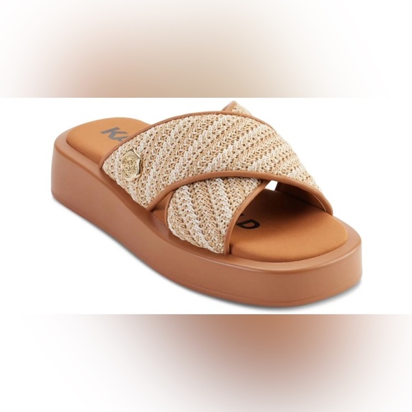 Woven Slip-On Platform Sandals Tan Size 6 - Picture 1 of 4